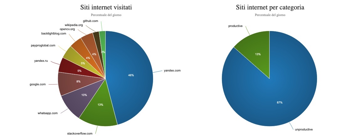 Grafici a torta dei siti internet di WorkScape